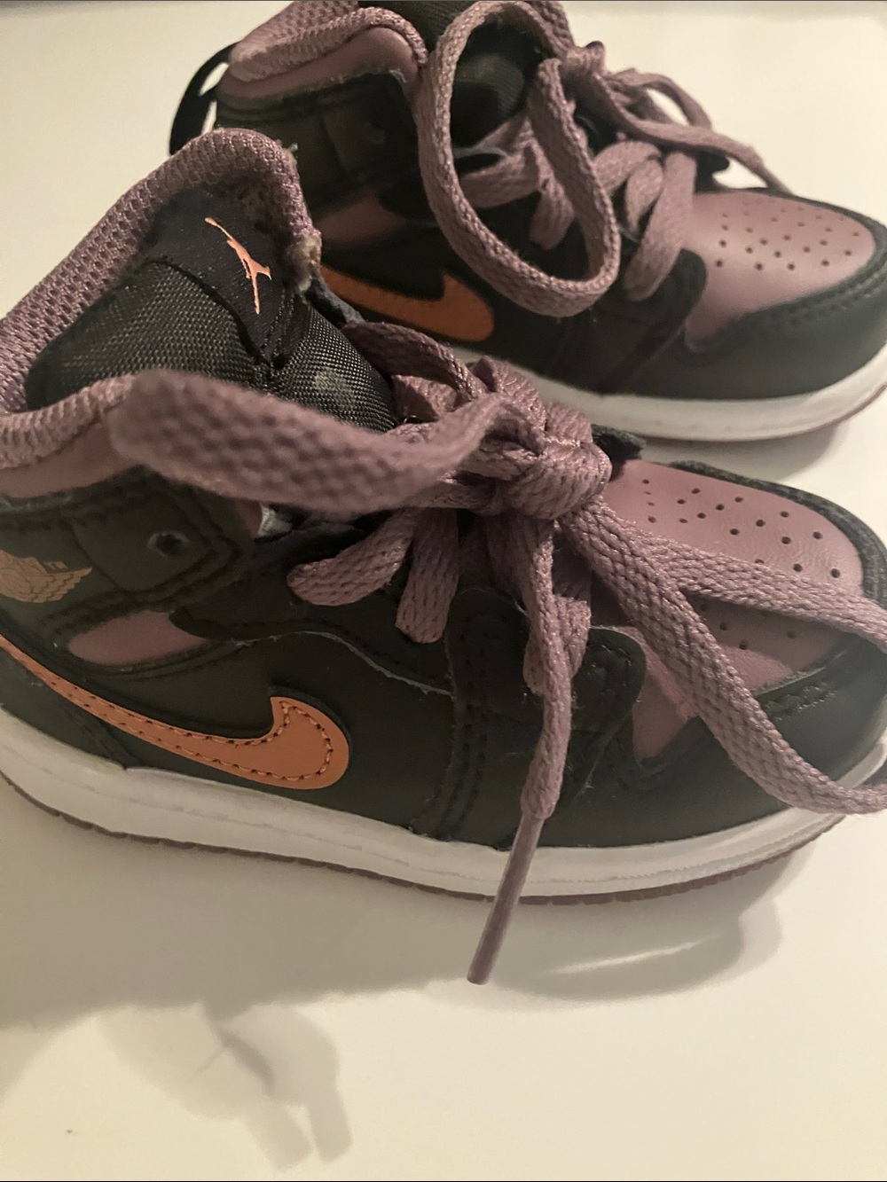 Nike unisex Jordan 1 mid purple and black baby shoes 5C